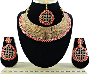 VATSALYA creation Alloy Gold-plated Red Jewellery Set(Pack of 1)