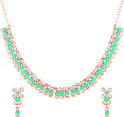 Atasi International Alloy Gold-plated Rose Gold, Green Jewellery Set(Pack of 1)