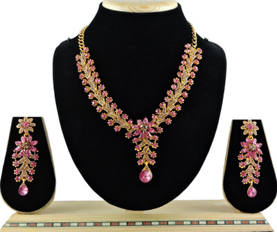 VATSALYA creation Alloy Gold-plated Pink Jewellery Set(Pack of 1)