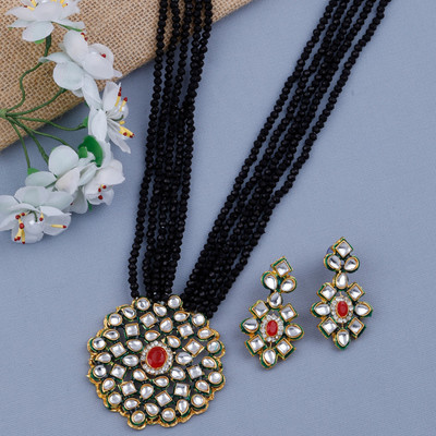 NM CREATION Alloy Gold-plated Black Jewellery Set(Pack of 1)