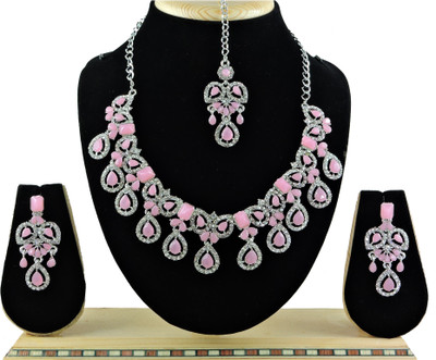 VATSALYA creation Alloy Gold-plated Pink Jewellery Set(Pack of 1)
