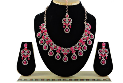 VATSALYA creation Alloy Gold-plated Ruby Red Jewellery Set(Pack of 1)