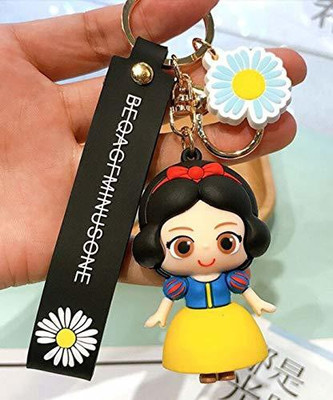 gtrp Big Size Princess Doll 3D Key Chain with Strap Flower Charm & Golden Key Chain