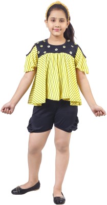 AJ FASHION PLUS Girls Casual Top Shorts(YELLOW)