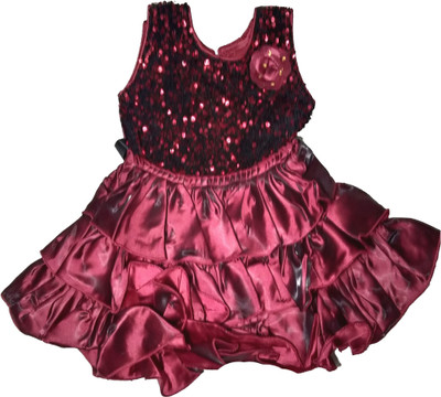 Stylish Collection Baby Girls Midi/Knee Length Festive/Wedding Dress(Purple, Sleeveless)