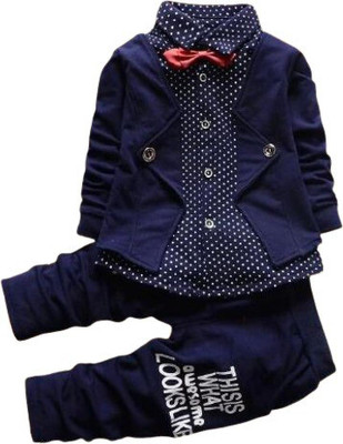 freyu Boys Festive & Party Blazer, Shirt and Trouser Set(Blue Pack of 1)