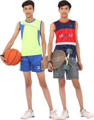 FTX Boys Colorblock Polyester Regular T Shirt(Multicolor, Pack of 2)