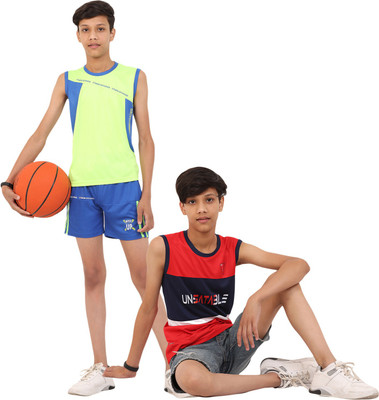 FTX Boys Printed Polyester Regular T Shirt(Red, Pack of 2)