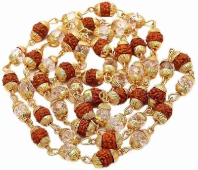 Mangal Energized Rudraksha & Crystal Mala For Unisex Gold-plated Plated Brass, Wood, Crystal Chain