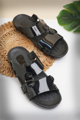 SECRITAS Men Sandals(Black , 12)