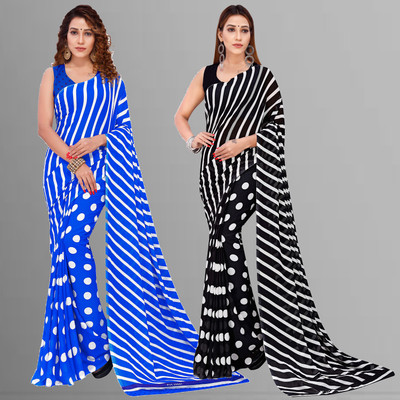 kashvi sarees Printed Daily Wear Georgette Saree(Pack of 2, Multicolor)