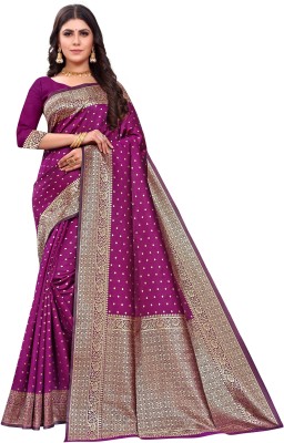 signagraph Woven Kanjivaram Jute Silk, Art Silk Saree(Purple)