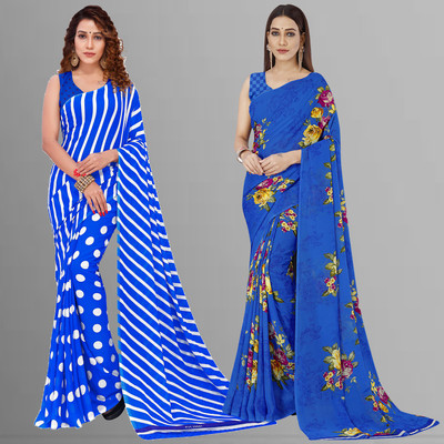 kashvi sarees Printed Daily Wear Georgette Saree(Pack of 2, Multicolor)