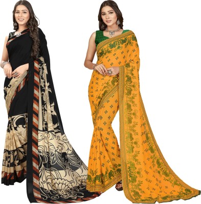 Anand Sarees Printed Bollywood Georgette Saree(Pack of 2, Multicolor)