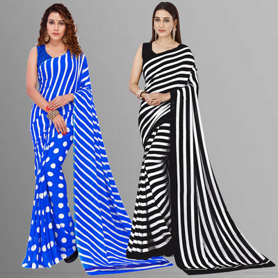 kashvi sarees Printed Daily Wear Georgette Saree(Pack of 2, Multicolor)