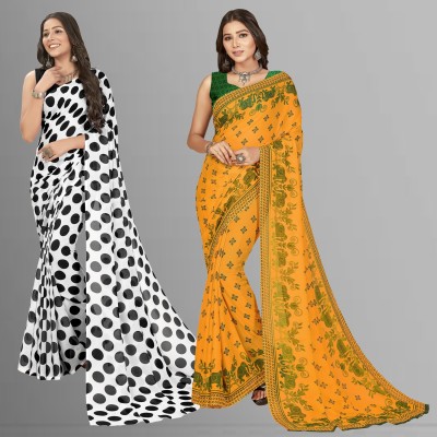 kashvi sarees Printed Bollywood Georgette Saree(Pack of 2, Multicolor)