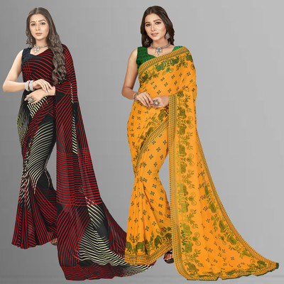 kashvi sarees Printed Bollywood Georgette Saree(Pack of 2, Multicolor)