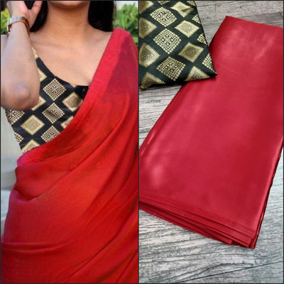 Arpita Fashion Solid/Plain Bollywood Pure Silk, Satin Saree(Maroon)