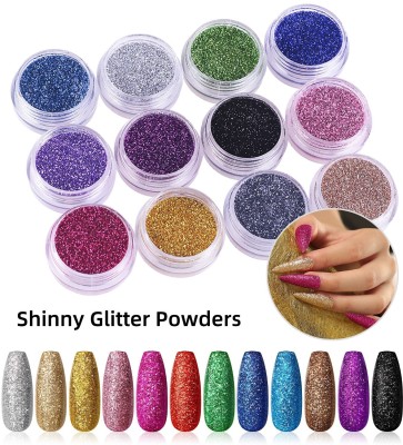 YAWI Multi Colors Thick Shimmer Glitters - Pack Of 12 Pcs with Eye(MULTI COLOR)