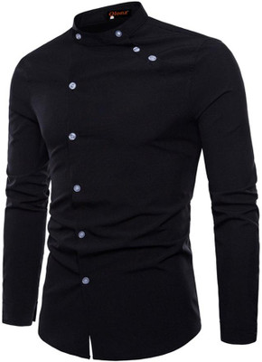 Qlonz Store Men Solid Casual Black Shirt