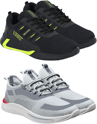 BRUTON 2 Combo Sneaker Shoes Sneakers For Men(Grey, Black , 10)