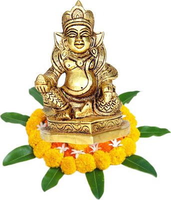 aalayam selveer Kubera Statue | Kuber Statue | Kuberar Silai | Kubera Idol | Kuber Murti Brass Decorative Showpiece  -  9.5 cm(Brass, Gold)