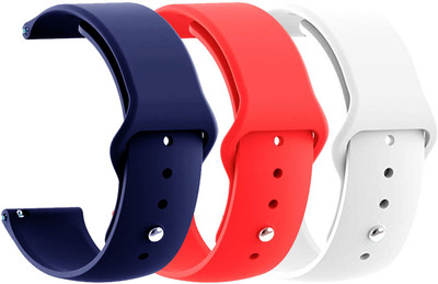 AOnes Pack of 3 Silicone Belt Watch Strap Compatible for Ambrane Fitshot Flex 1.69Inch Smart Watch Strap(Blue, Red, White)