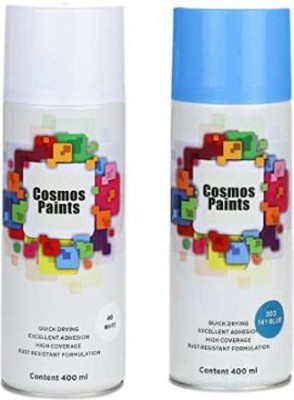 Cosmos Gloss White &, Blue Combo Spray Paint 400 ml(Pack of 2)