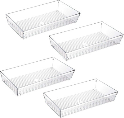 Zollyss 4 Compartments Plastic Makeup Drawer(Clear)