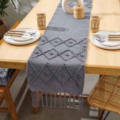 Jiyansh Décor Grey 182 cm Reversible Table Runner(Cotton)