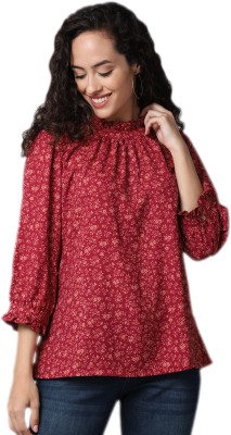 Crozo By Cantabil Casual Printed Women Maroon Top