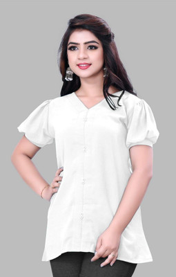 Launceston Casual Solid Women White Top