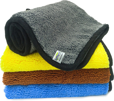 SOFTSPUN Microfiber Vehicle Washing  Cloth(Pack Of 4, 380 GSM)
