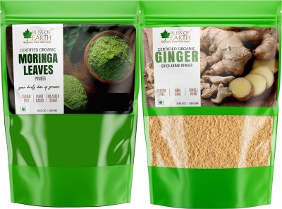 Bliss of Earth 250GM Organic Moringa Powder+250GM Organic Ginger Powder Dry for Tea & Juice(2 x 250 g)