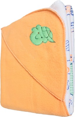 BRANDONN Embroidered Crib Hooded Baby Blanket for  AC Room(Polyester, Peach)