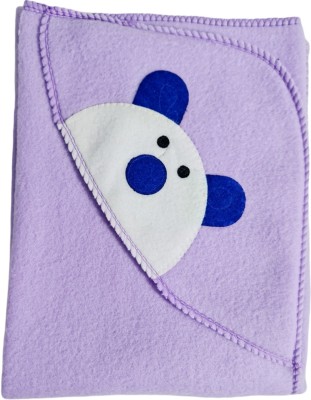 BRANDONN Embroidered Crib Hooded Baby Blanket for  AC Room(Polyester, Purple)
