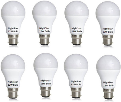 Nightstar 12 W Basic Standard B22 LED Bulb(White, Pack of 8)