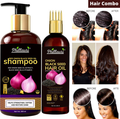 Phillauri Red Onion Shampoo + Red Onion Hair Growth Oil For Hair Fall Control Combo (2 Items in the set)