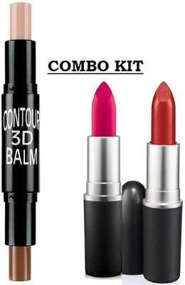 KAIASHA MATTE WATERPROOF RED PINK LIPSTICK AND 3D CONTOUR STICK(3 Items in the set)
