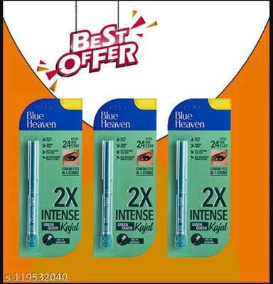 BLUE HEAVEN 2x Intense Kajal Green Pack of 3(3 Items in the set)