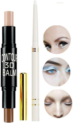 KAIASHA WATERPROOF WHITE KAJAL AND 3D CONTOUR STICK(2 Items in the set)