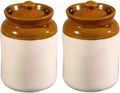 SBC Ceramic Pickle Jar  - 500 ml(Pack of 2, Brown)