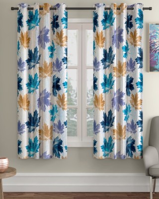 Home Sizzler 153 cm (5 ft) Polyester Semi Transparent Window Curtain (Pack Of 2)(Floral, Blue)