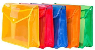 SHINING ZON Plastic Multicolored Button Bag File Folder For Document(Set Of 5, Multicolor)