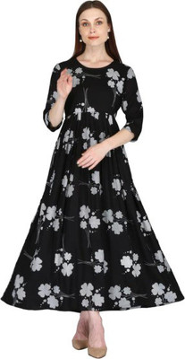 Bole Baba Enterprises Flared/A-line Gown(Black)