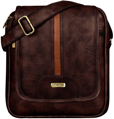 LOREM Brown Sling Bag Brown Stylish Faux Leather Cross Body Sling Bag For Men New OE-SL02