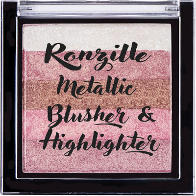 RONZILLE metallic blusher square palette case & Long Lasting  Highlighter(shade 03)