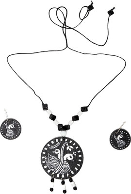 FDRVC Village Bazaar Fabric Black, White Jewellery Set(Pack of 1)