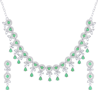 Atasi International Alloy Rhodium Silver, Green Jewellery Set(Pack of 1)