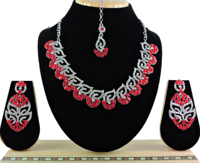 VATSALYA creation Alloy Gold-plated Red Jewellery Set(Pack of 1)